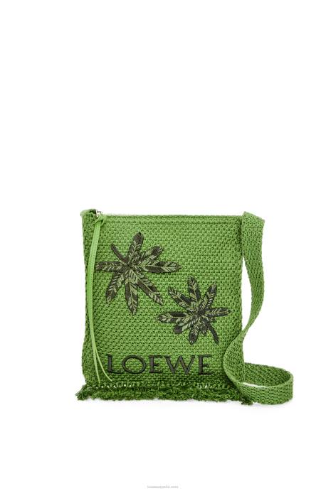 Loewe hombres bandolera con flecos en algodón orgánico LP64231 verde