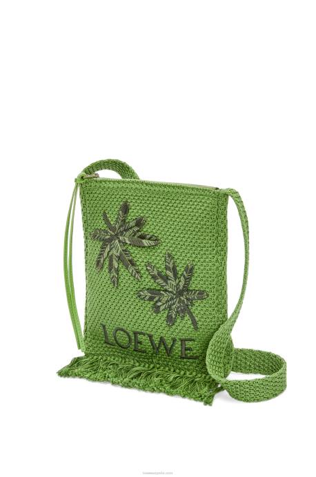 Loewe hombres bandolera con flecos en algodón orgánico LP64231 verde