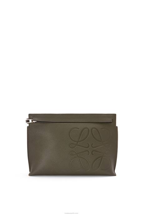 Loewe hombres riñonera de piel de becerro granulada LP64612 verde caqui oscuro