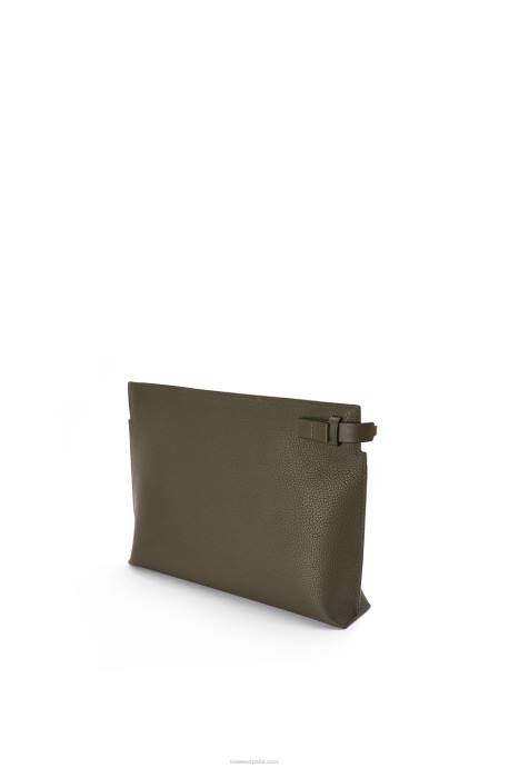 Loewe hombres riñonera de piel de becerro granulada LP64612 verde caqui oscuro
