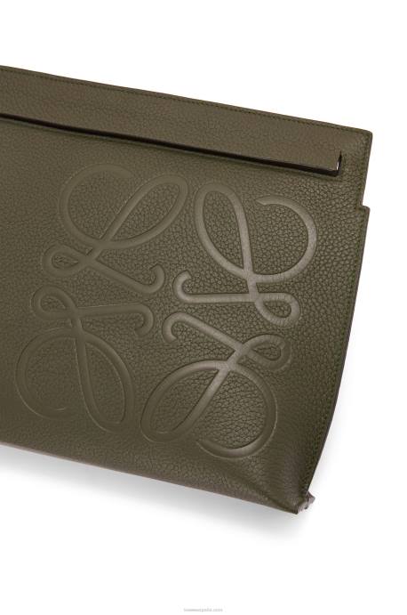 Loewe hombres riñonera de piel de becerro granulada LP64612 verde caqui oscuro