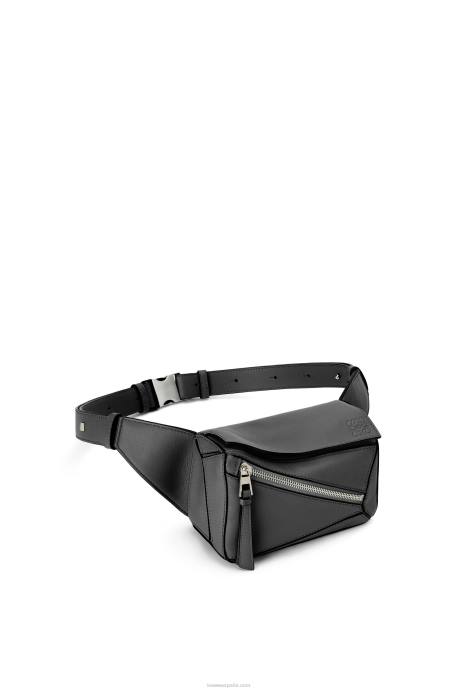 Loewe hombres Riñonera mini puzzle de piel de becerro clásica LP64279 negro