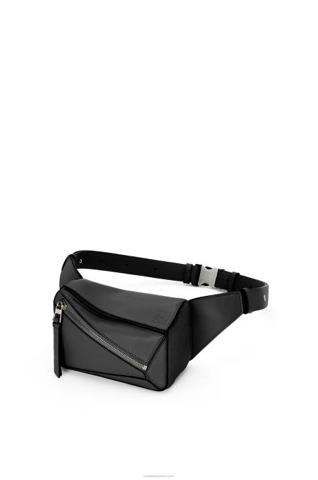 Loewe hombres Riñonera mini puzzle de piel de becerro clásica LP64279 negro