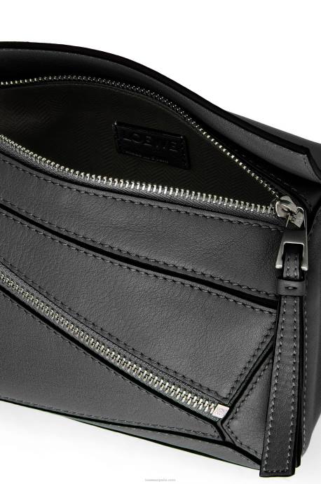 Loewe hombres Riñonera mini puzzle de piel de becerro clásica LP64279 negro