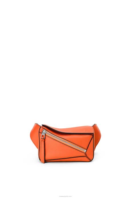 Loewe hombres Riñonera mini puzzle de piel de becerro clásica LP64571 naranja