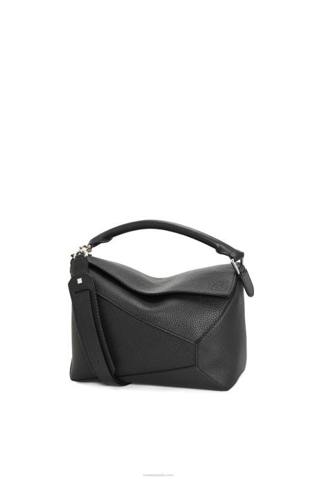 Loewe hombres bolso puzzle edge de piel de becerro granulada LP64540 negro