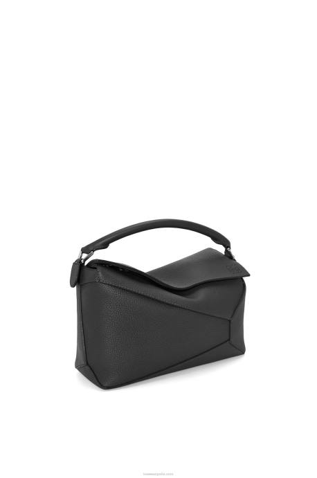 Loewe hombres bolso puzzle edge de piel de becerro granulada LP64540 negro