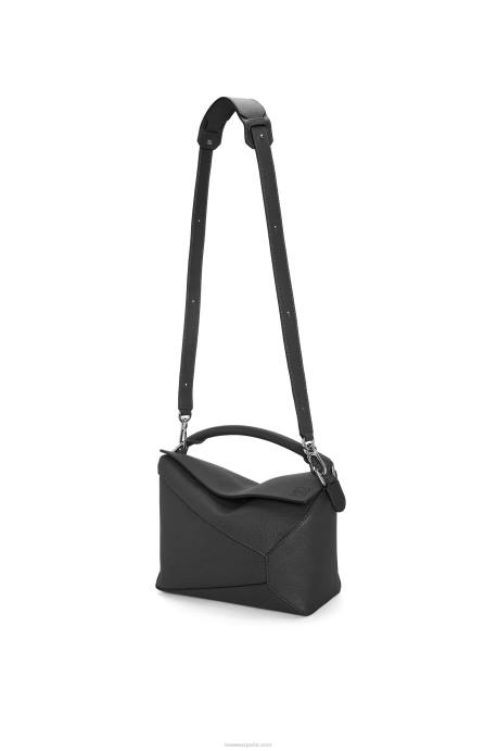 Loewe hombres bolso puzzle edge de piel de becerro granulada LP64540 negro