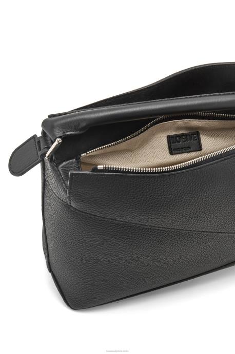 Loewe hombres bolso puzzle edge de piel de becerro granulada LP64540 negro