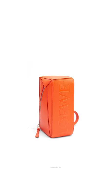 Loewe hombres riñonera puzzle pequeña de piel de becerro rombos LP64568 naranja