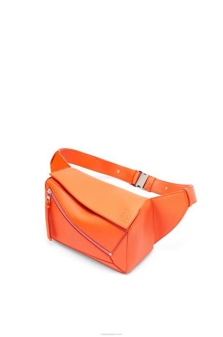 Loewe hombres riñonera puzzle pequeña de piel de becerro rombos LP64568 naranja