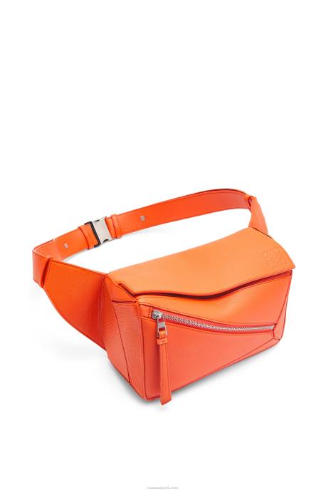 Loewe hombres riñonera puzzle pequeña de piel de becerro rombos LP64568 naranja