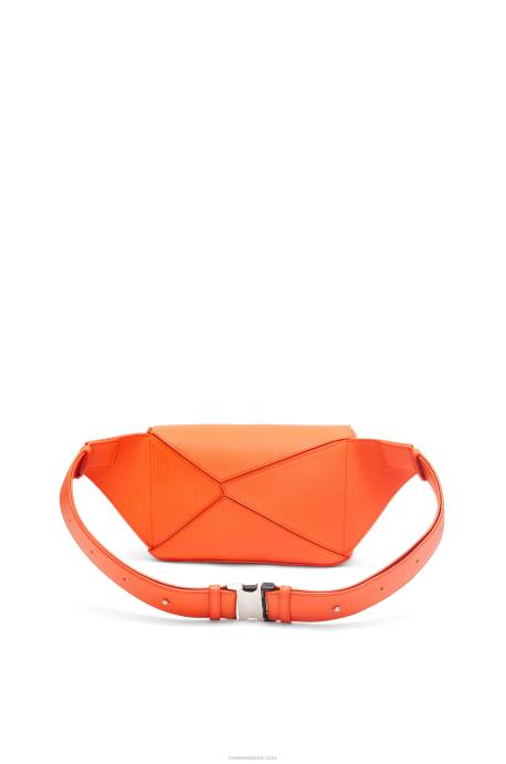 Loewe hombres riñonera puzzle pequeña de piel de becerro rombos LP64568 naranja