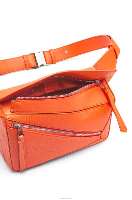 Loewe hombres riñonera puzzle pequeña de piel de becerro rombos LP64568 naranja