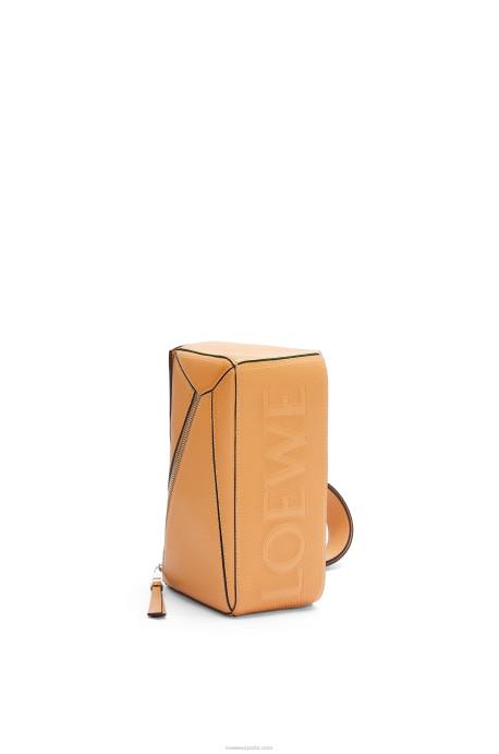 Loewe hombres riñonera puzzle pequeña de piel de becerro rombos LP64569 cálido desierto