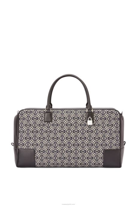 Loewe hombres Bolso amazona 44 de jacquard anagrama y piel de becerro LP64149 azul marino/negro
