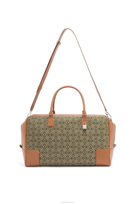 Loewe hombres Bolso amazona 44 de jacquard anagrama y piel de becerro LP64161 verde caqui/tostado