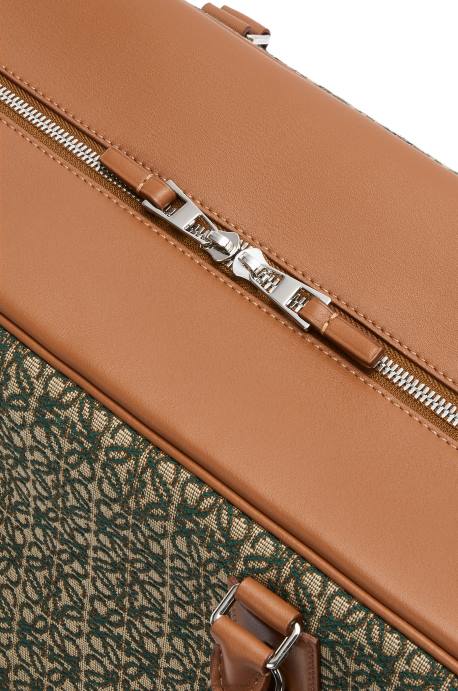 Loewe hombres Bolso amazona 44 de jacquard anagrama y piel de becerro LP64161 verde caqui/tostado