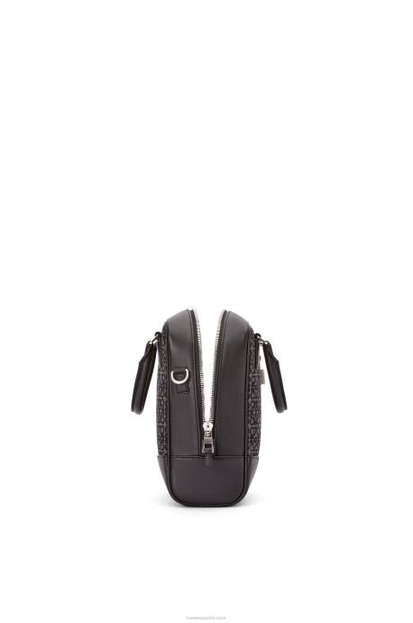 Loewe hombres amazona 15 en anagrama jacquard y piel de becerro LP64147 antracita/negro