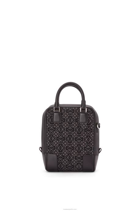 Loewe hombres amazona 15 en anagrama jacquard y piel de becerro LP64147 antracita/negro