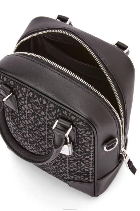 Loewe hombres amazona 15 en anagrama jacquard y piel de becerro LP64147 antracita/negro