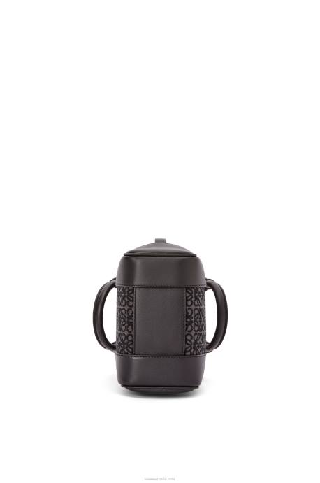 Loewe hombres amazona 15 en anagrama jacquard y piel de becerro LP64147 antracita/negro