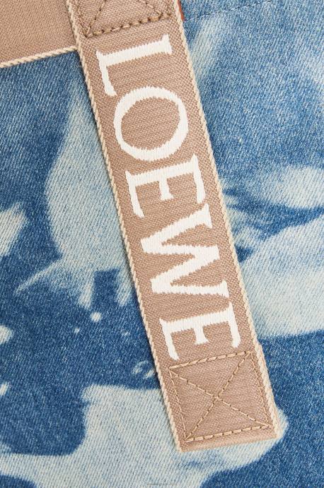 Loewe hombres shopper plegable en denim LP6467 azul claro/naturaleza