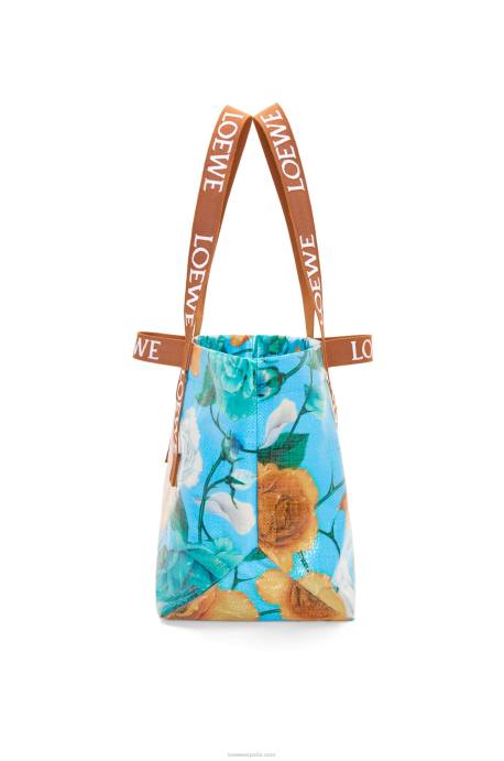 Loewe hombres shopper plegable en lona revestida reciclada LP6476 azul cielo/tostado