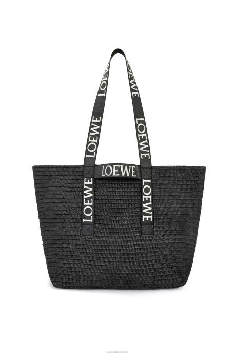 Loewe hombres shopper plegable en rafia LP6415 negro