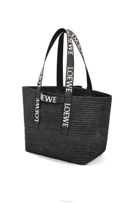 Loewe hombres shopper plegable en rafia LP6415 negro