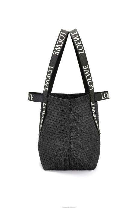 Loewe hombres shopper plegable en rafia LP6415 negro