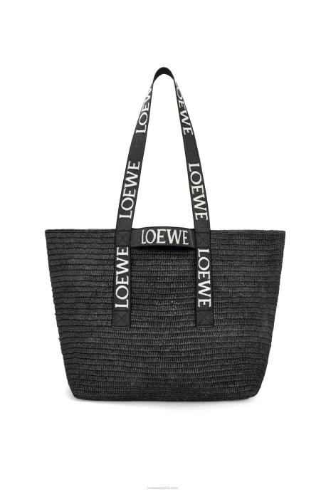 Loewe hombres shopper plegable en rafia LP6415 negro