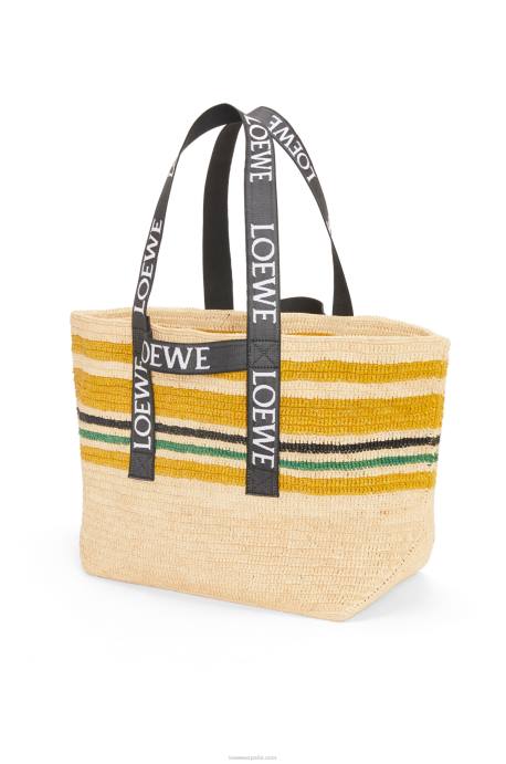 Loewe hombres shopper plegable en rafia LP6416 multicolor/negro