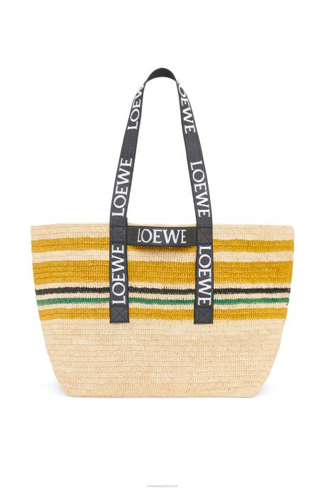 Loewe hombres shopper plegable en rafia LP6416 multicolor/negro
