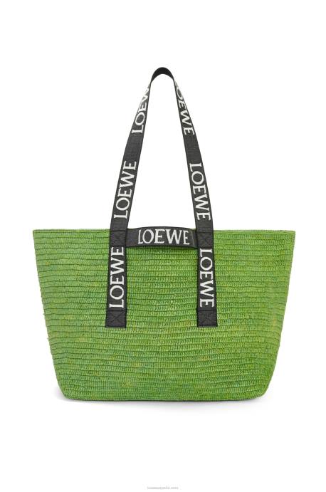 Loewe hombres shopper plegable en rafia LP6429 verde/negro