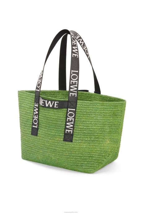 Loewe hombres shopper plegable en rafia LP6429 verde/negro