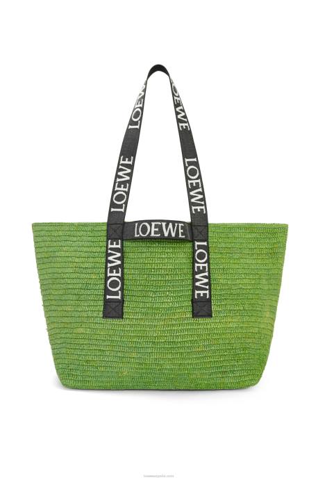 Loewe hombres shopper plegable en rafia LP6429 verde/negro