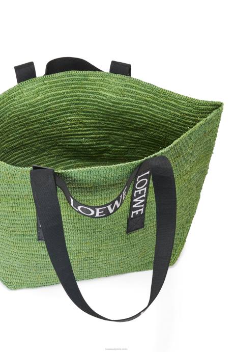 Loewe hombres shopper plegable en rafia LP6429 verde/negro