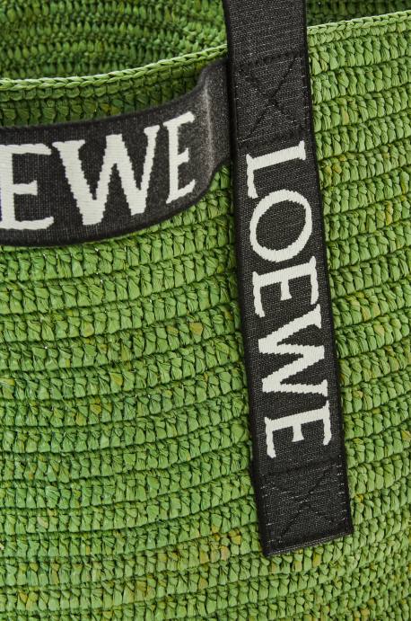 Loewe hombres shopper plegable en rafia LP6429 verde/negro