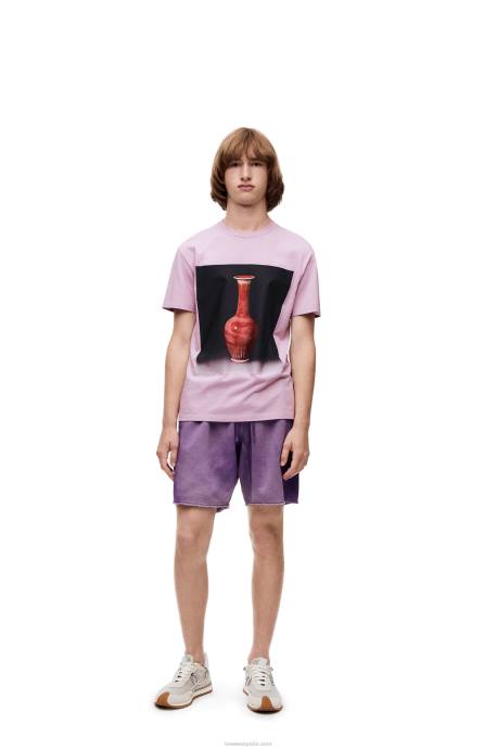 Loewe hombres camiseta de algodón con estampado de cerámica LP64819 lila