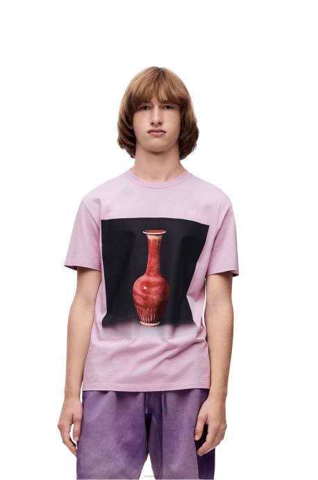Loewe hombres camiseta de algodón con estampado de cerámica LP64819 lila