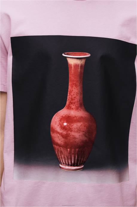 Loewe hombres camiseta de algodón con estampado de cerámica LP64819 lila
