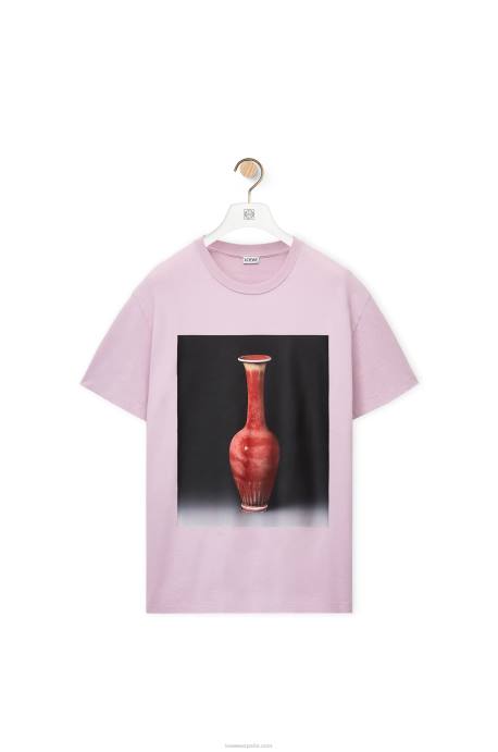 Loewe hombres camiseta de algodón con estampado de cerámica LP64819 lila