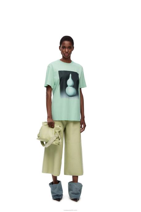 Loewe hombres camiseta de algodón con estampado de cerámica LP64820 Verde pálido