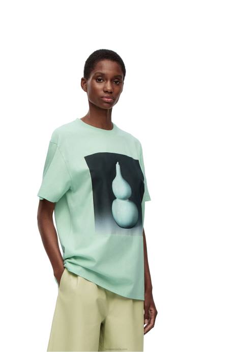 Loewe hombres camiseta de algodón con estampado de cerámica LP64820 Verde pálido