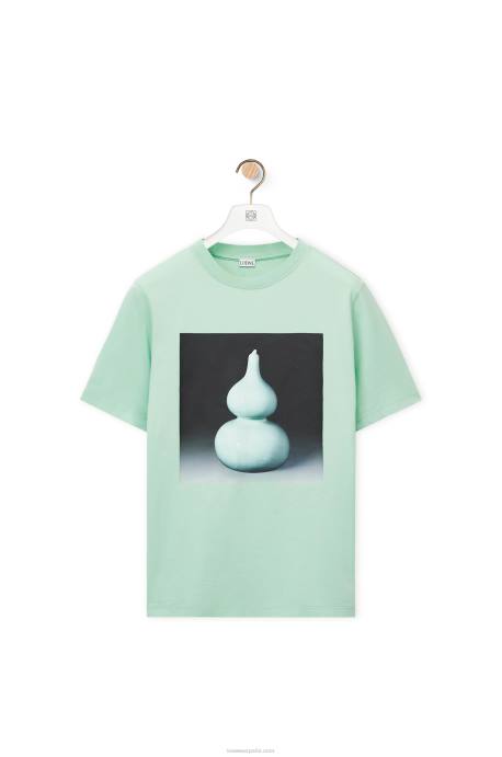 Loewe hombres camiseta de algodón con estampado de cerámica LP64820 Verde pálido