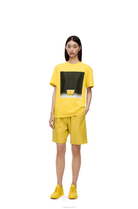 Loewe hombres camiseta de algodón con estampado de cerámica LP64822 amarillo