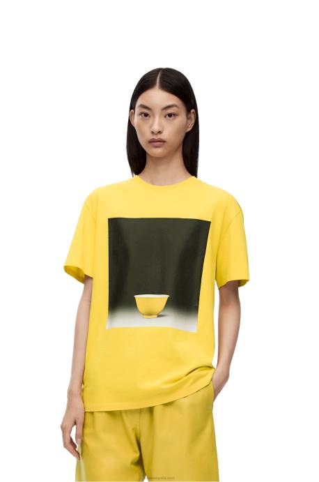 Loewe hombres camiseta de algodón con estampado de cerámica LP64822 amarillo