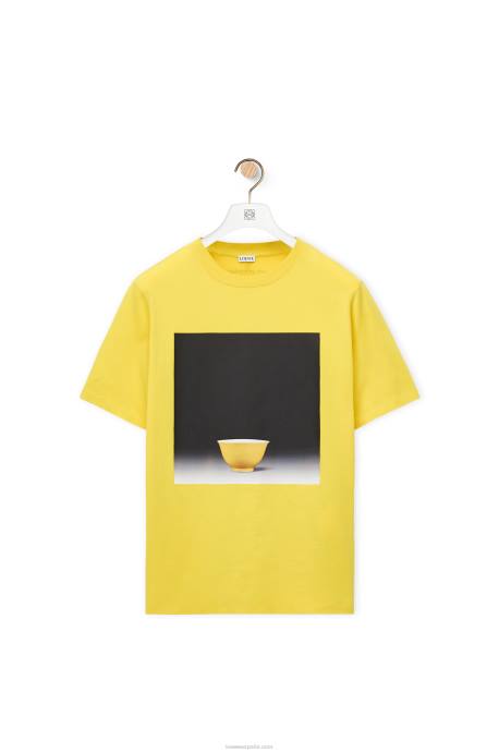 Loewe hombres camiseta de algodón con estampado de cerámica LP64822 amarillo