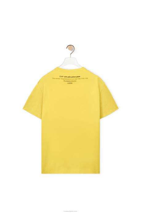 Loewe hombres camiseta de algodón con estampado de cerámica LP64822 amarillo